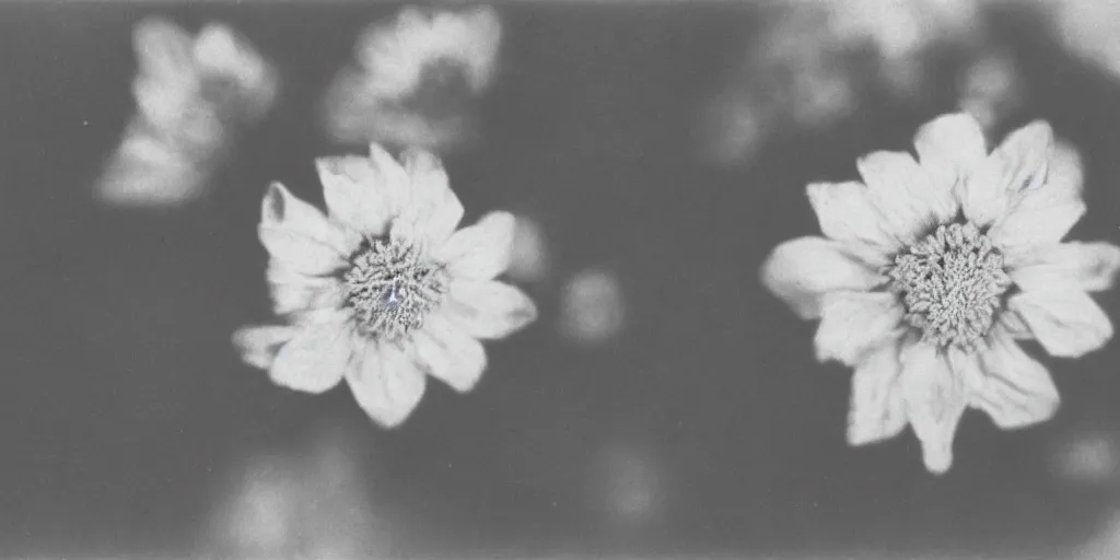 Prompt: close up photography of edelweiss flower, 1. 2 f, 3 5 mm, dark, 1 9 2 0 s ghost photography