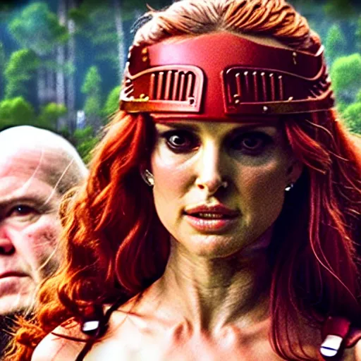 Image similar to natalie portman as red sonja, battle scene