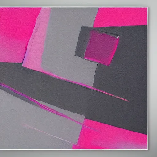 Image similar to abstract contemporary oil painting with grey and pink color palette, negative space, pen lines, creative, positive energy, masterpiece, beautiful shapes, unique