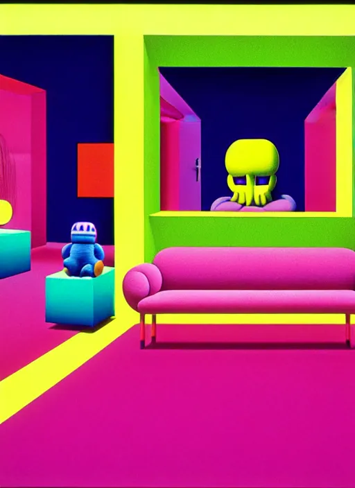 Image similar to living room by shusei nagaoka, kaws, david rudnick, airbrush on canvas, pastell colours, cell shaded, 8 k