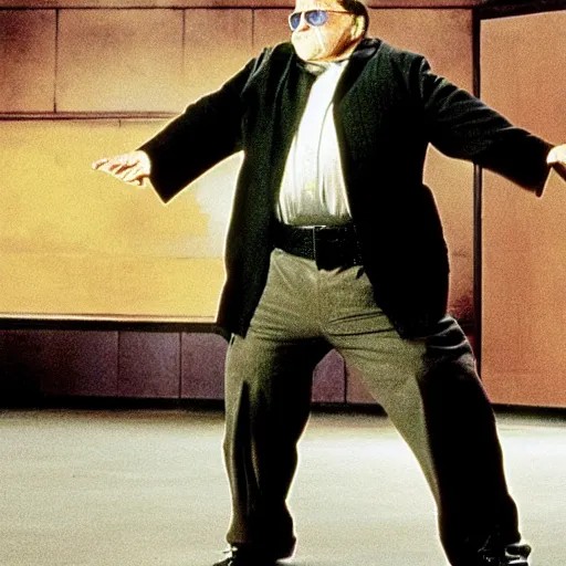 Image similar to A movie still of Danny Devito in The Matrix