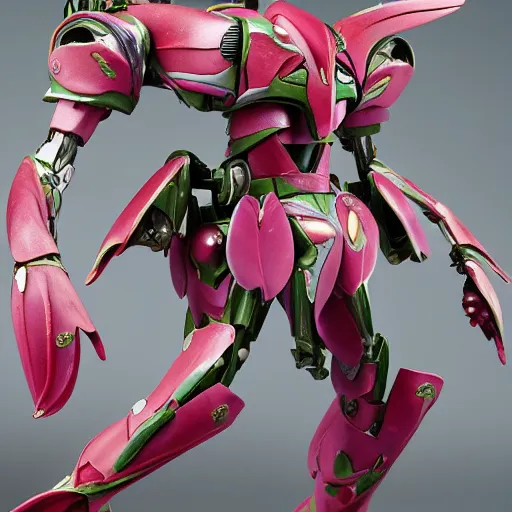 Image similar to futuristic nymphaea mecha waterlily upper body, sepals forming helmet, floral details, nymphaea, 8 k hd resolution, barbatos gundam with floral inlay, bandai box art, star wars, brian despain, makoto kobayashi, frank gehry, raymond swanland