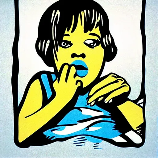 Prompt: “Drowning african american Girl” by Roy Lichtenstein