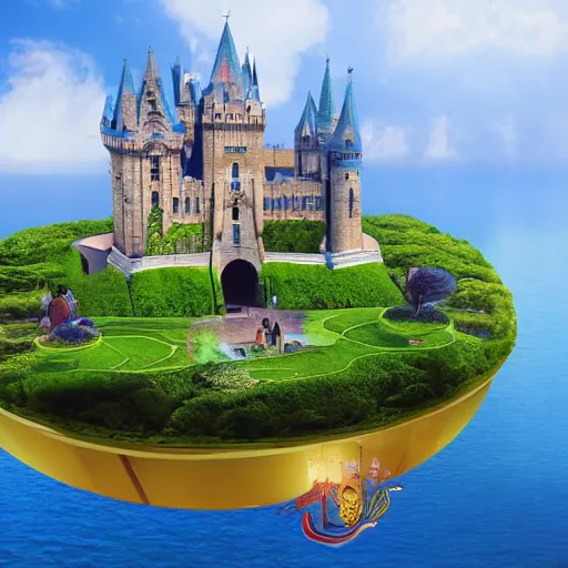 Prompt: A magical university on a floating island