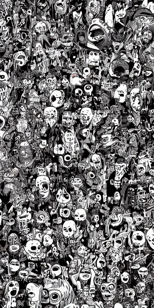 Image similar to lots of little monsters in the style of mcbess