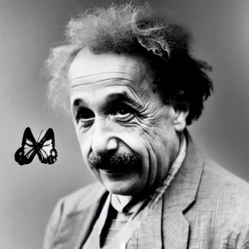 Prompt: albert einstein swinging the butterfly, fast shutter speed, high quality