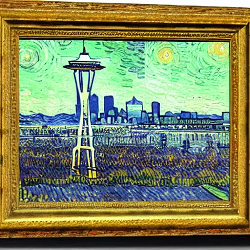Prompt: painting of seattle by van gogh