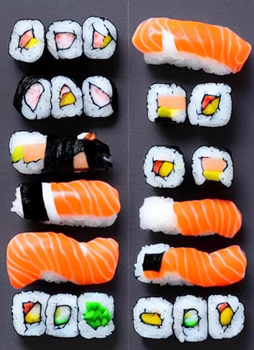 Image similar to clear photorealistic picture of adorable cats made out of sushi