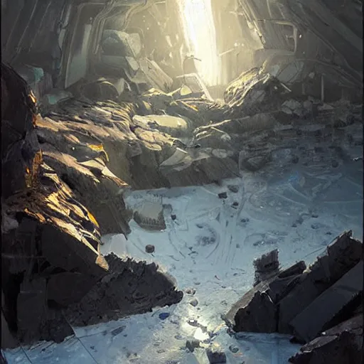 Prompt: complex crystal mine, oil painting, by greg rutkowski