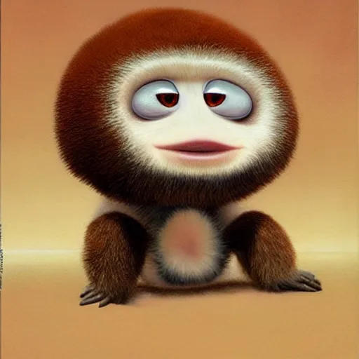 Prompt: hyper realistic cute fluffy Cheburashka with two giant plate on ears, and big eyes, by Edward Hopper and James Gilleard, Zdzislaw Beksisnski, higly detailed