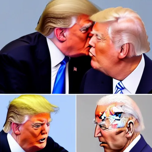 Image similar to trump and Biden kissing, anime style