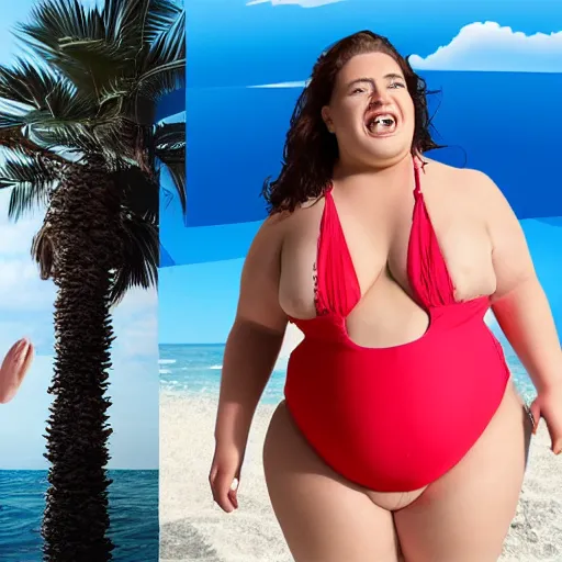 Fat woman in sales swimsuit