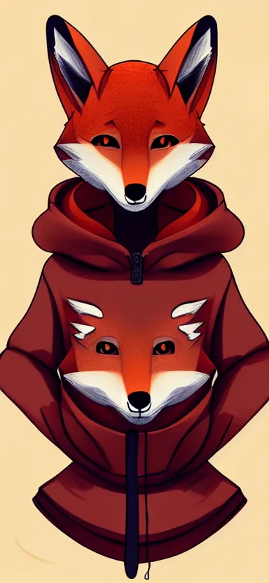 Image similar to a sketch art of anthropomorphic fox wearing a hoodie, artstation, digital art, oc commission