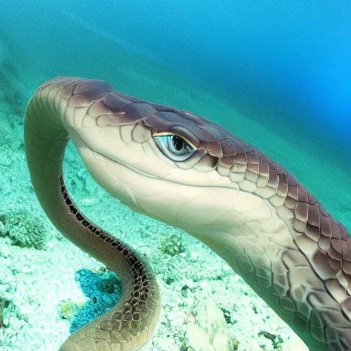 Image similar to a snake whale hybrid, 1 2 0 mm underwater photography, super high resolution