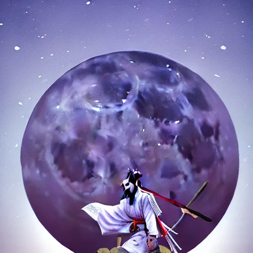 Image similar to samurai full moon ambient light cinematic