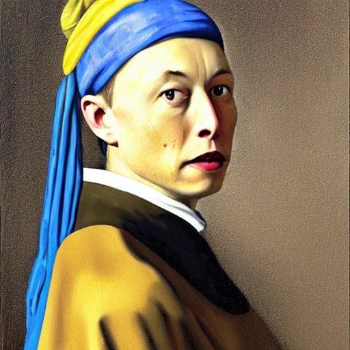 Prompt: Elon Musk, painting by Vermeer, in the style of Girl with a Pearl Earring