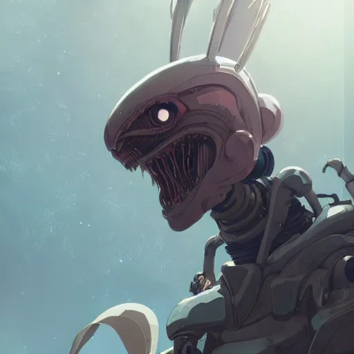 Prompt: alien with a bullhead fish head driving a mech, illustration concept art anime key visual trending pixiv fanbox by wlop and greg rutkowski and makoto shinkai and studio ghibli and kyoto animation symmetrical facial features