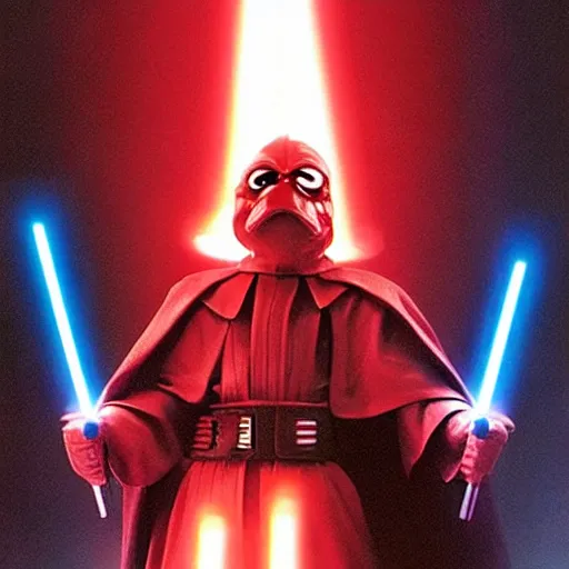 Image similar to revenge of the sith, elmo as darth sidious