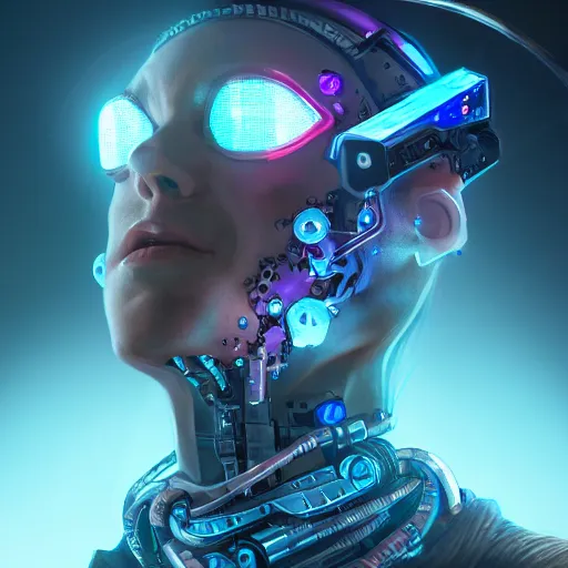Prompt: a portrait of a evil cybernetic magician releasing ice spell, cyberpunk concept art, trending on artstation, highly detailed, intricate, sharp focus, digital art, 8 k
