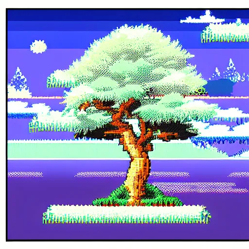 Prompt: sakura tree landscape, 8 bit style