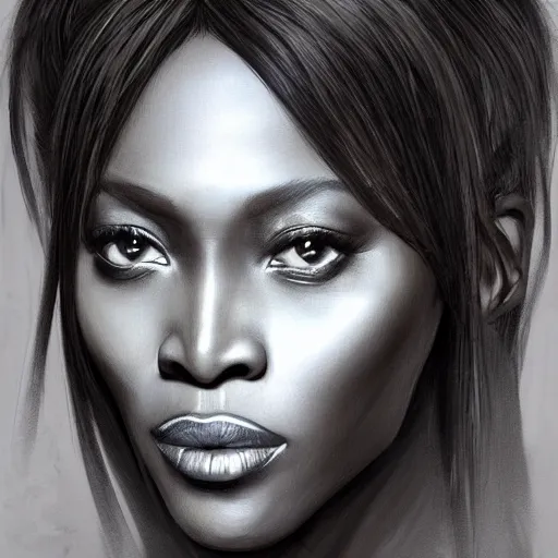 Prompt: beautiful, very strong, naomi campbell, middle aged, face, no makeup, no tattoos, warrior, battle hardened, head shot, fantasy, highly detailed, digital painting, artstation, concept art, smooth, sharp focus, illustration, art by jodie muir and brom