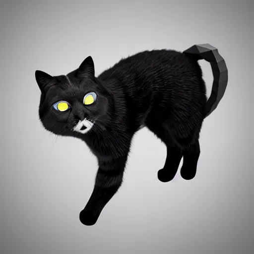 Prompt: low poly render of a cat on a white background isometric 3D Utra HD