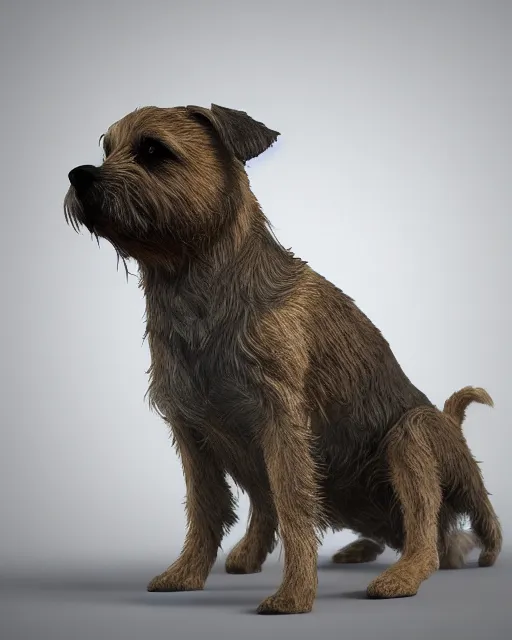 Prompt: Border Terrier , realistic cinematic,volumetric lighting,centered, symmetrical,sharp focus, mystical art, smooth ,trending on Artstation ,4k