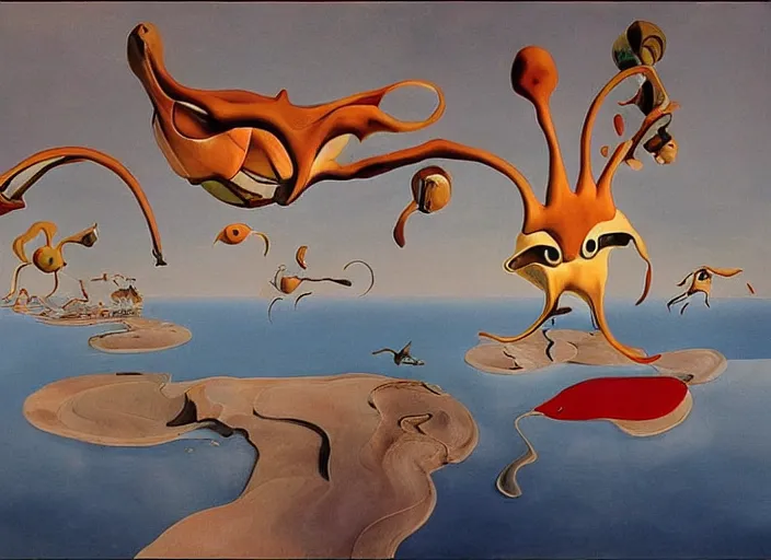 Prompt: the flying creatures from thatgamecompany's journey painted by salvador dali