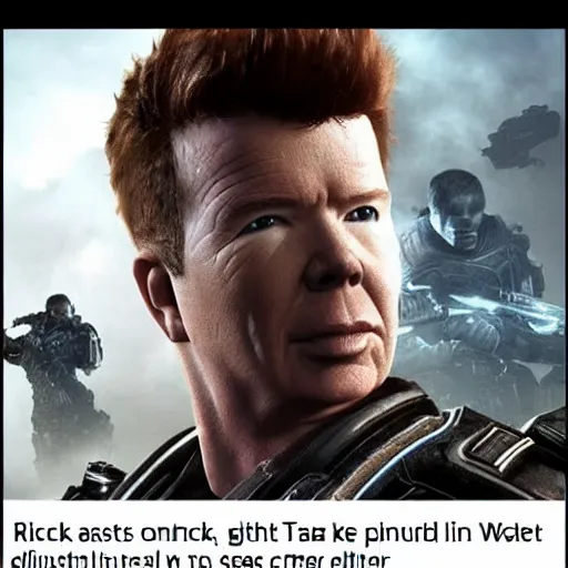 Prompt: Rick Astley in Gears of War