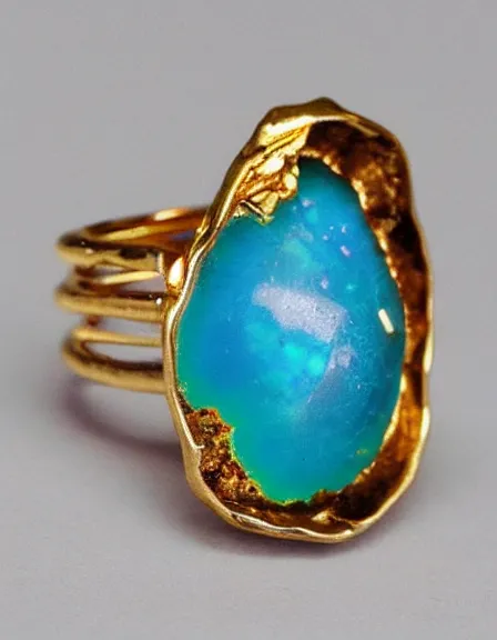 Prompt: 1 1 0 million years old opalized jewellery made of gold