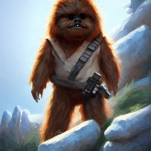 Prompt: if an ewok and chewbacca had a baby, digital art by mandy jurgens and irena french, heraldo ortega, hyperdetailed, artstation, cgsociety.