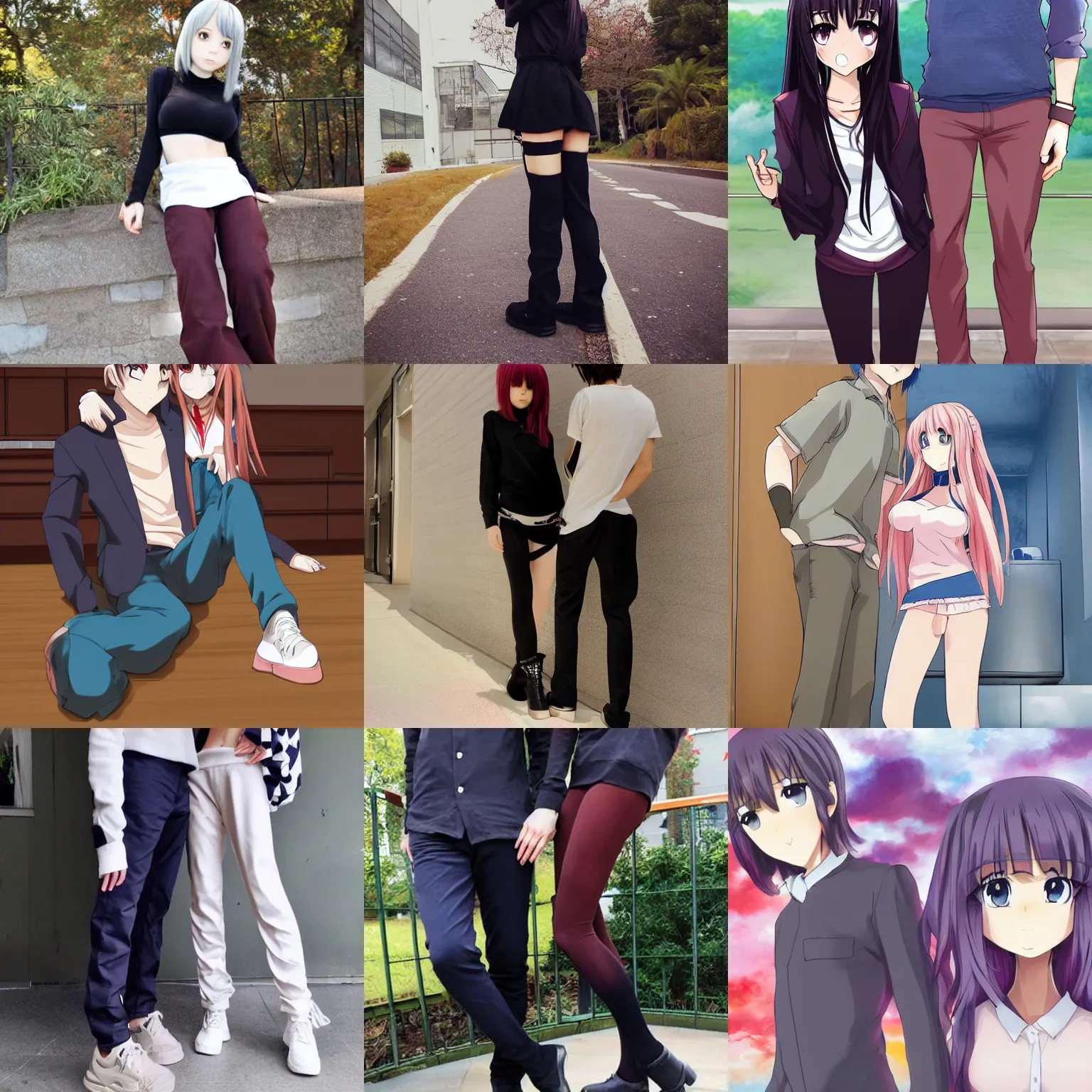 Prompt: anime girl wearing the pants in the relationship
