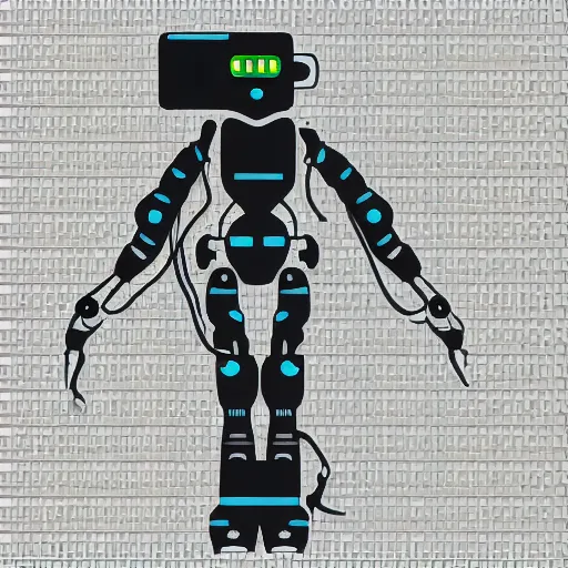 Image similar to boston dynamics robot cyborg as an svg sticker, 2 d, flat, vector art