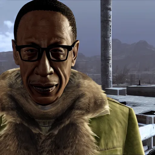 Image similar to gus fring in fallout new vegas, screenshot, modded gameplay, 4k