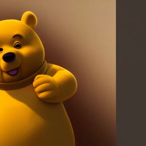 Image similar to Xi Jinping and Winnie the Pooh hybrid, hyper realistic, photo, octane render, 8K, cinematic