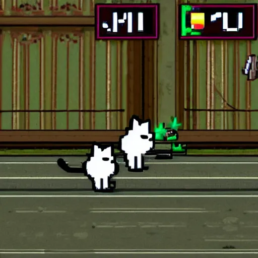 Prompt: Video game Stray!!! Cat, still from Stray video game