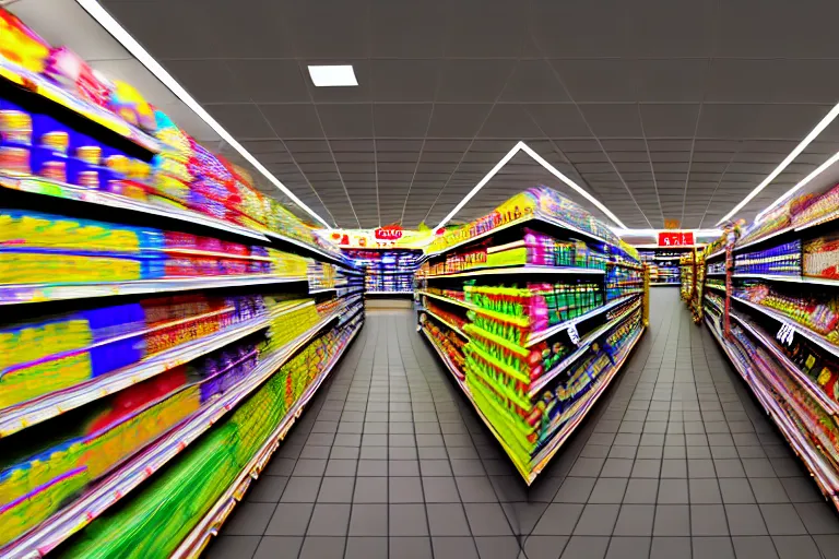 Prompt: lsd trip in the supermarket. super realistic 8 k render of a elegant, cinematic composition