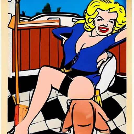 Image similar to beetle bailey hanging out with marilyn monroe in the style of hopper.