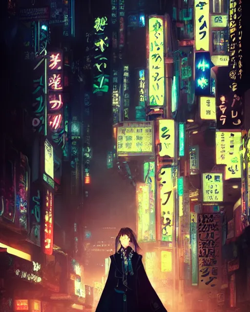 Image similar to portrait of a dream guide in night tokyo by makoto sinkai,cyberpunk, greg rutkowski, perfect face, fine details