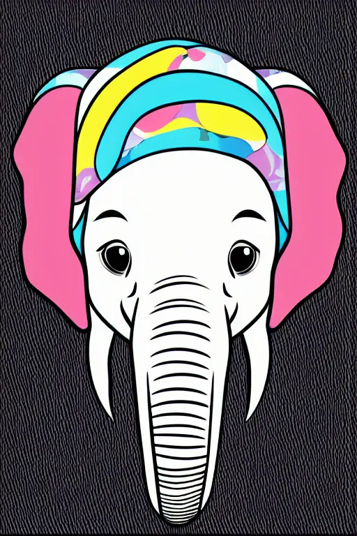 Image similar to A portrait of a baby elephant, sticker, colorful, illustration, smooth and clean vector curves, no jagged lines, vector art, smooth