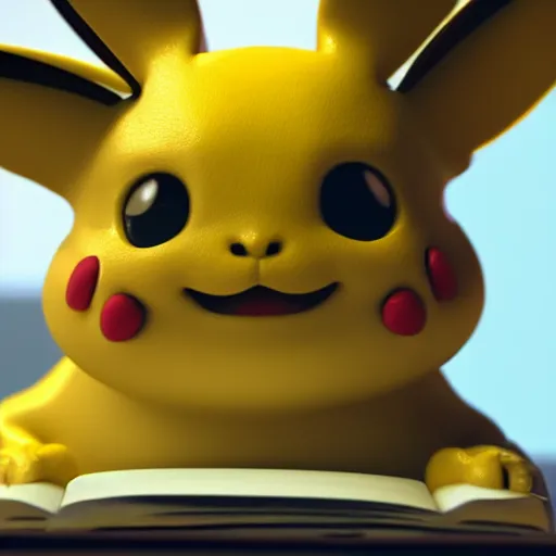 Prompt: render of picachu doing homework, 8k