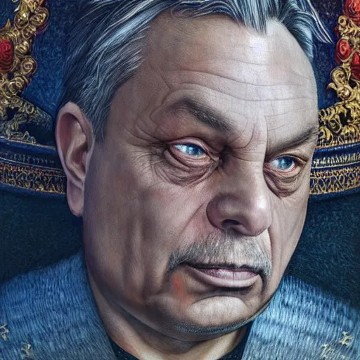 Image similar to id photo of a viktor orban in emperor outfit, art by tomasz alen kopera