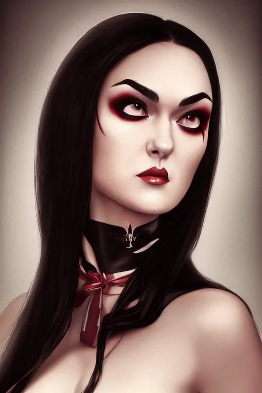 Image similar to portrait of sasha grey as morticia addams, made by caravaggio stanley artgerm lau wlop rossdraws artstation cgsociety concept art cgsociety octane render