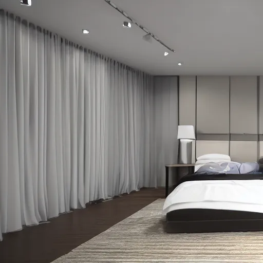 Image similar to realistic unreal engine render of an open bedroom,