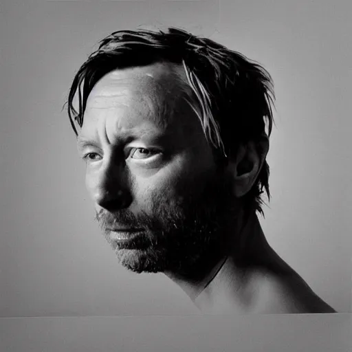 Prompt: Thom Yorke lost Thom Yorke lost Thom Yorke lost, collage a photo by John E. Berninger, ultrafine detail, chiaroscuro, private press, associated press photo, angelic photograph, masterpiece
