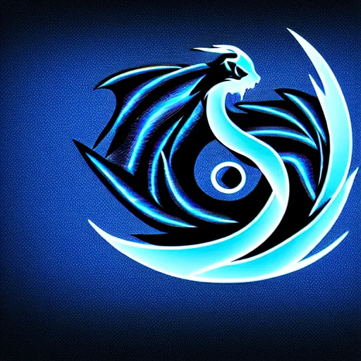 Image similar to dark dragon with blue flames, silky texture, gradient, minimalistic design, logo, aesthetic, 4 k, hd