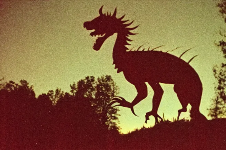 Prompt: vintage photo of the jersey devil, flash photography at night, retro 1 9 7 0 s kodachrome