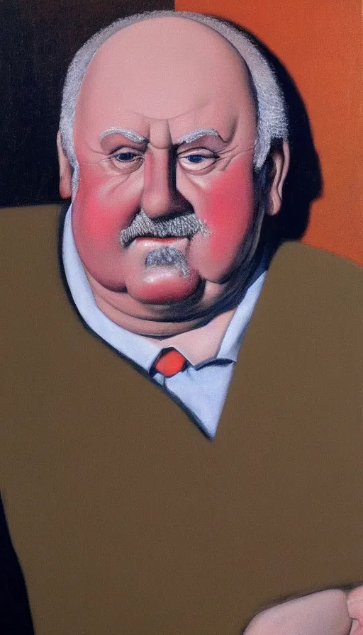 Prompt: Portrait of hide the pain harold in the style of botero,