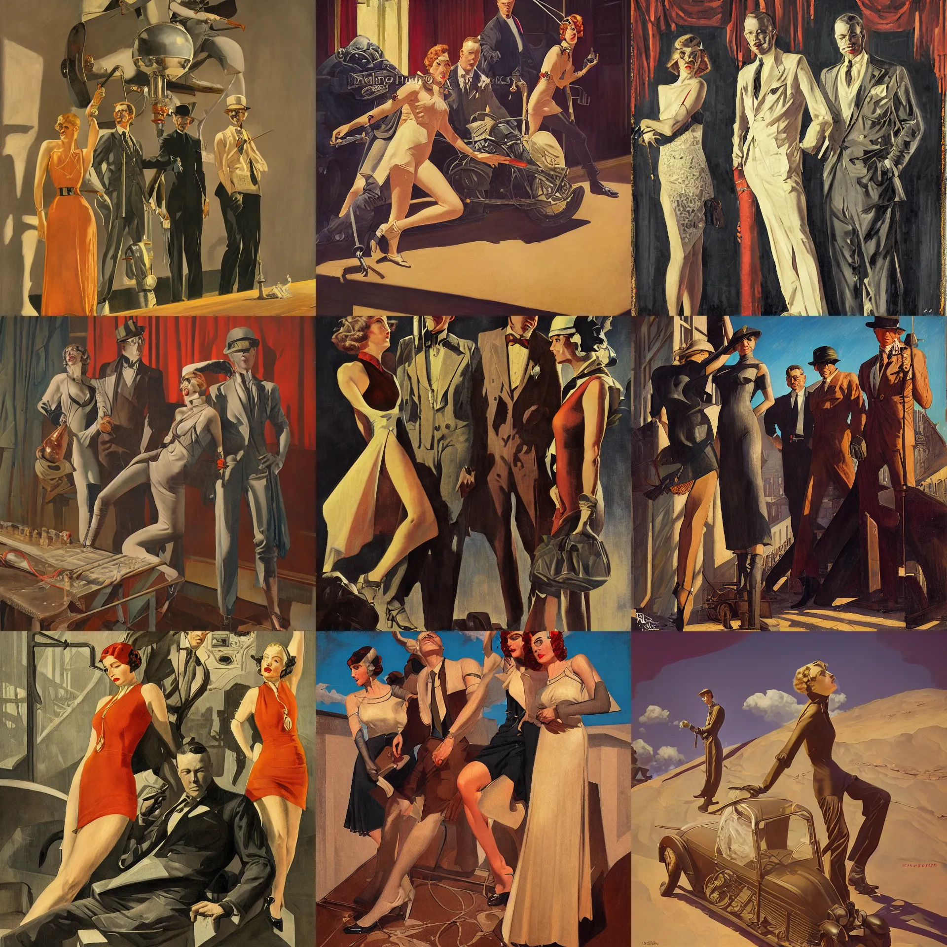 Image similar to pulp art, 1930s, artwork by Joseph Leyendecker and Hugh Ferriss and Robert McGinnis and Alfred Henry Maurer, impressionism, soviet paintings, 3d octane blender render, progressive rock album cover