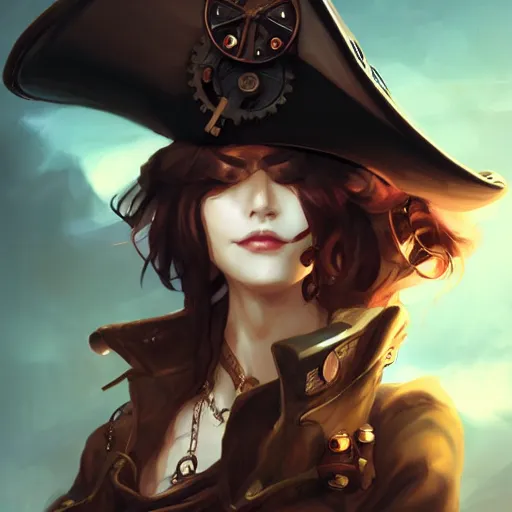 Image similar to portrait of a steampunk pirate, by guweiz and wlop and artgerm